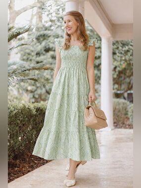 NWOT Hill House Ellie Nap Dress in Light Green Eucalyptus Floral, S, MSRP $240